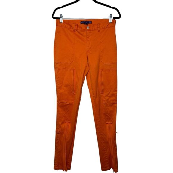 Ralph Lauren Collection Purple Label Cotton Orange sateen cargo pants Size 8 - Picture 3 of 16
